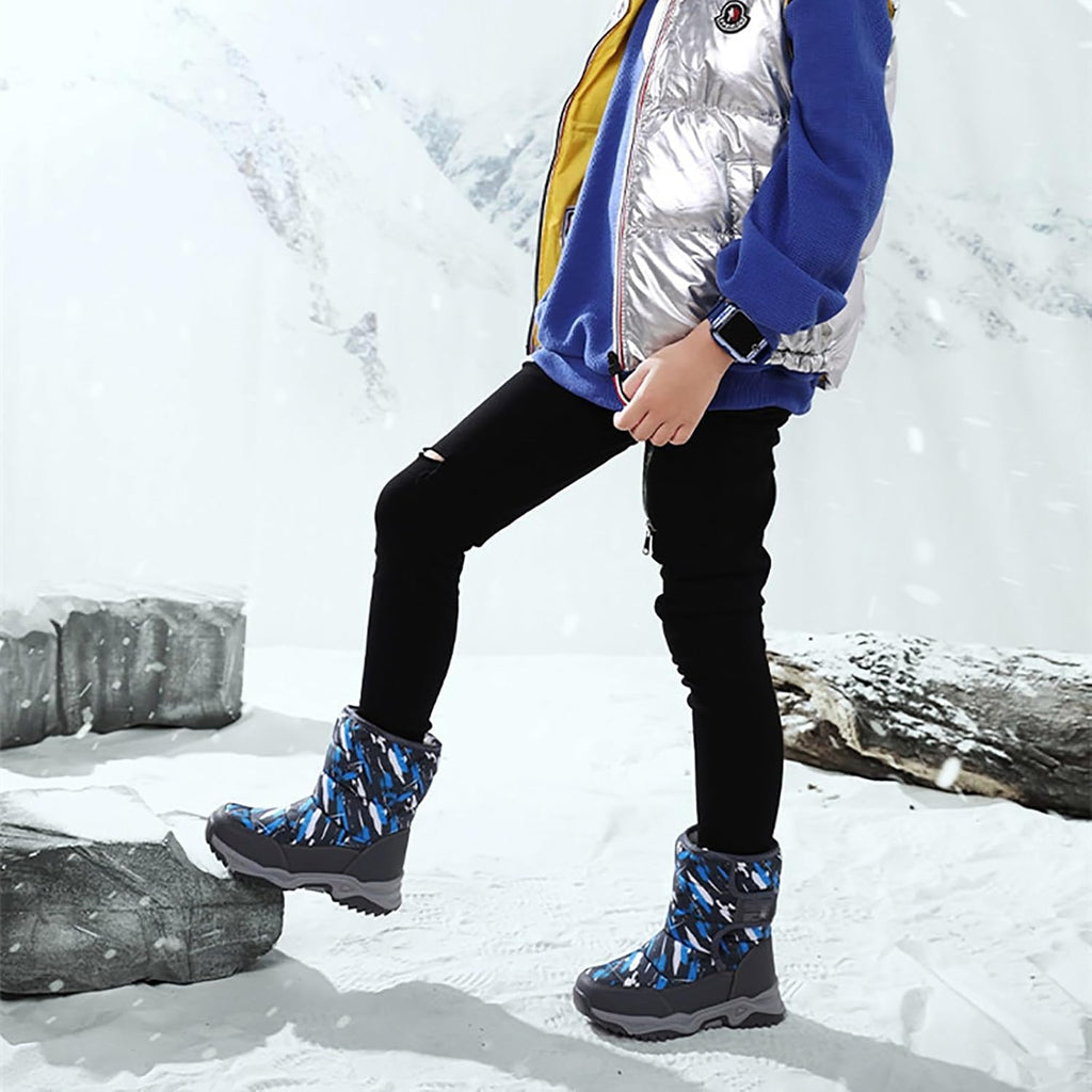 Kids Snow Boots Winter Boys Girls Waterproof Insulated Fleece Lined Ski Shoes Cozy Outdoor Non Slip Hiking Booties