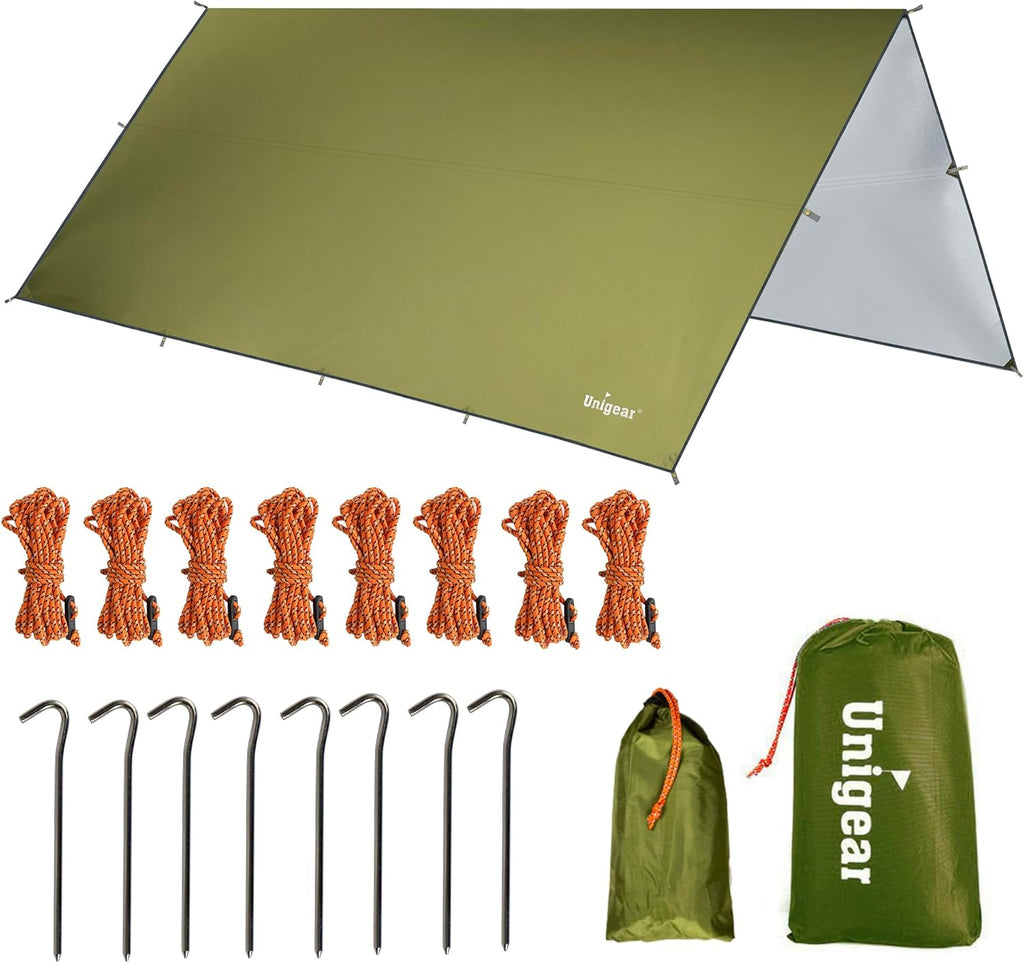 Hammock Rain Fly, 16.4/14.4/13/10ft Camping Tarp, UV Protection & Waterproof & Lightweight for Camping, Backpacking
