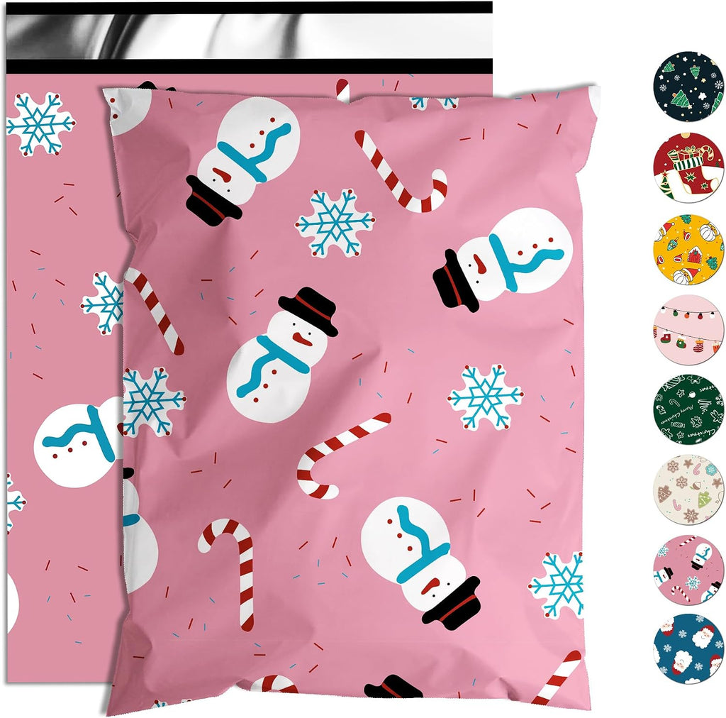Christmas Poly Mailer 14.5x19 Inch 50 Pcs, Snowmen Printed