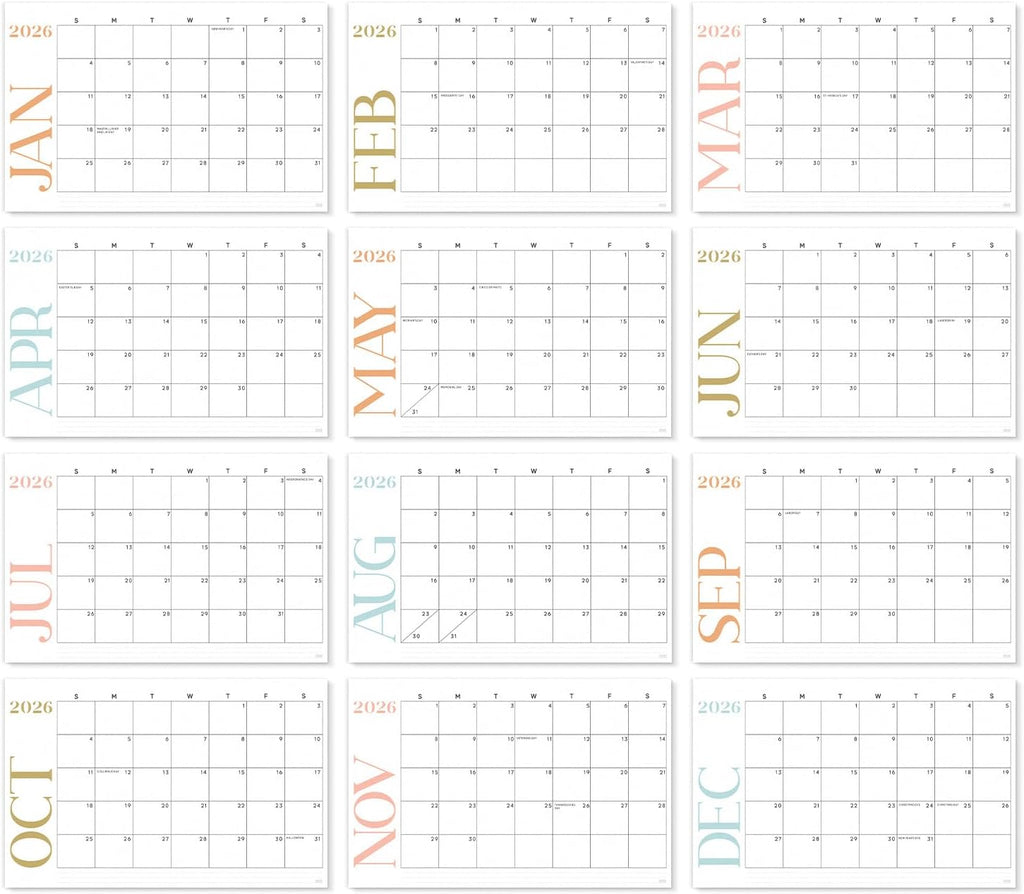 S&O Modern Large Desk Calendar from January 2026-June 2027 - Tear-Away Table Calendar 2026-2027 - Desktop Blotter