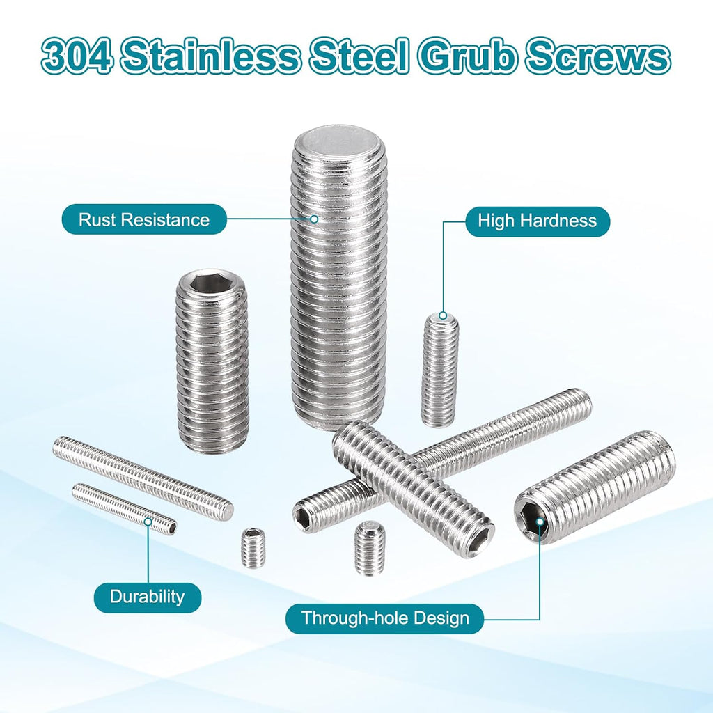MECCANIXITY 6 Pcs M12-1.75 x 20mm Grub Screws, 304 Stainless Steel Cup Point Allen Head Screws Internal Hex Socket Drive for Bathroom Fixtures Repair Furniture DIY Project