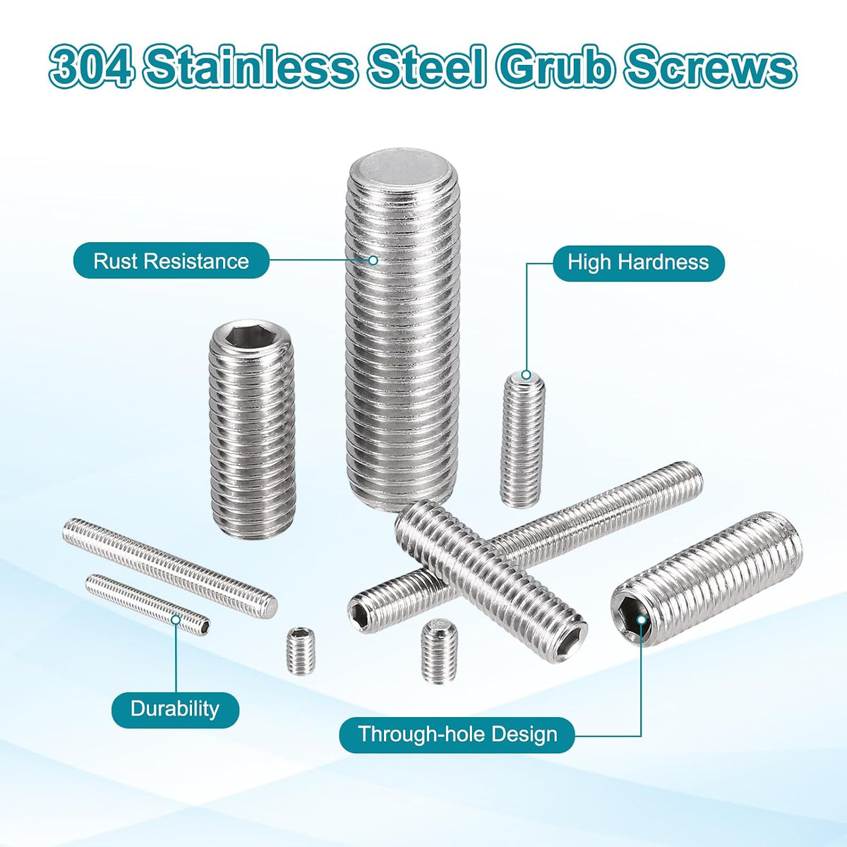 MECCANIXITY 6 Pcs M12-1.75 x 20mm Grub Screws, 304 Stainless Steel Cup Point Allen Head Screws Internal Hex Socket Drive for Bathroom Fixtures Repair Furniture DIY Project