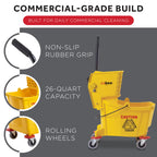 26 qt Yellow Commercial Plastic Mop Bucket on Wheels
