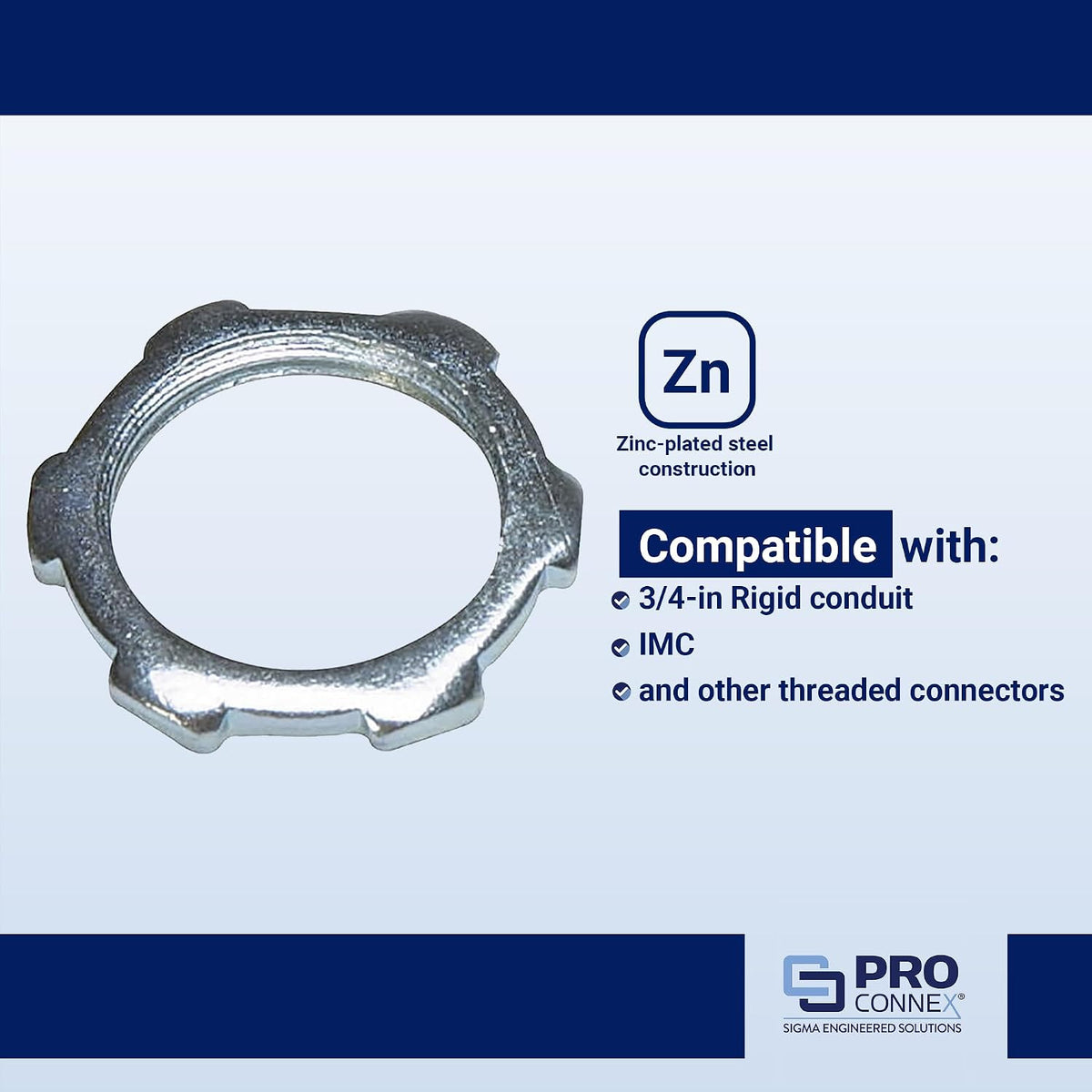 Sigma ProConnex 3/4" Rigid Conduit Locknut, 20-Pack