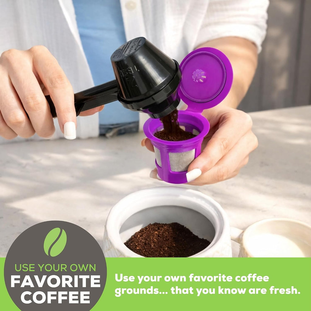 Café Save Reusable K-Cup Coffee Filter Capsules, 4 Pack | Refillable 1-Stream Cups, Built-In Mesh Strainers, 100% BPA