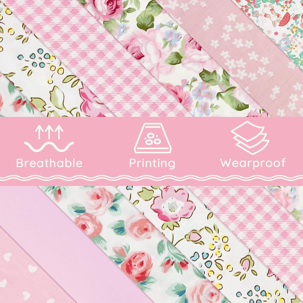 8pcs Fat Quarter Fabric Bundles (100% Cotton - 20'' x 20'') | Quilting Cotton Craft Fabric Pre-Cut Squares Sheets for