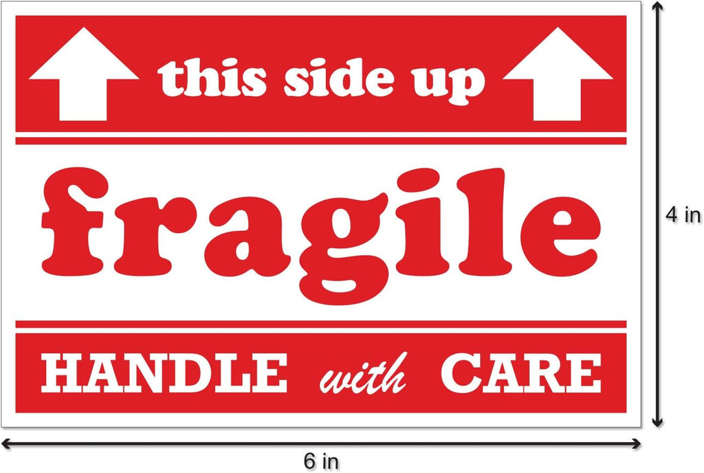 This Side UP Sticker Labels, Red & White, 4 x 6 inch, 600 Labels
