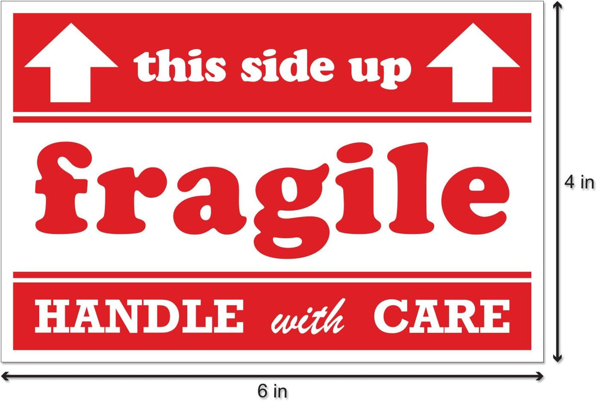 This Side UP Sticker Labels, Red & White, 4 x 6 inch, 600 Labels