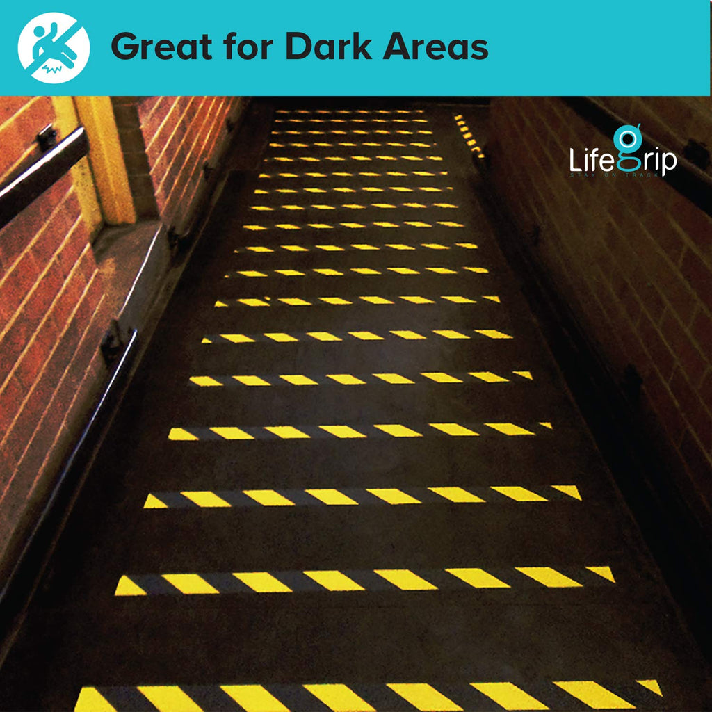 LifeGrip Yellow/Black Anti Slip Tape, 4" x30ft, Waterproof Outdoor Caution | Hi-Vis Safety Stripe for Low Light