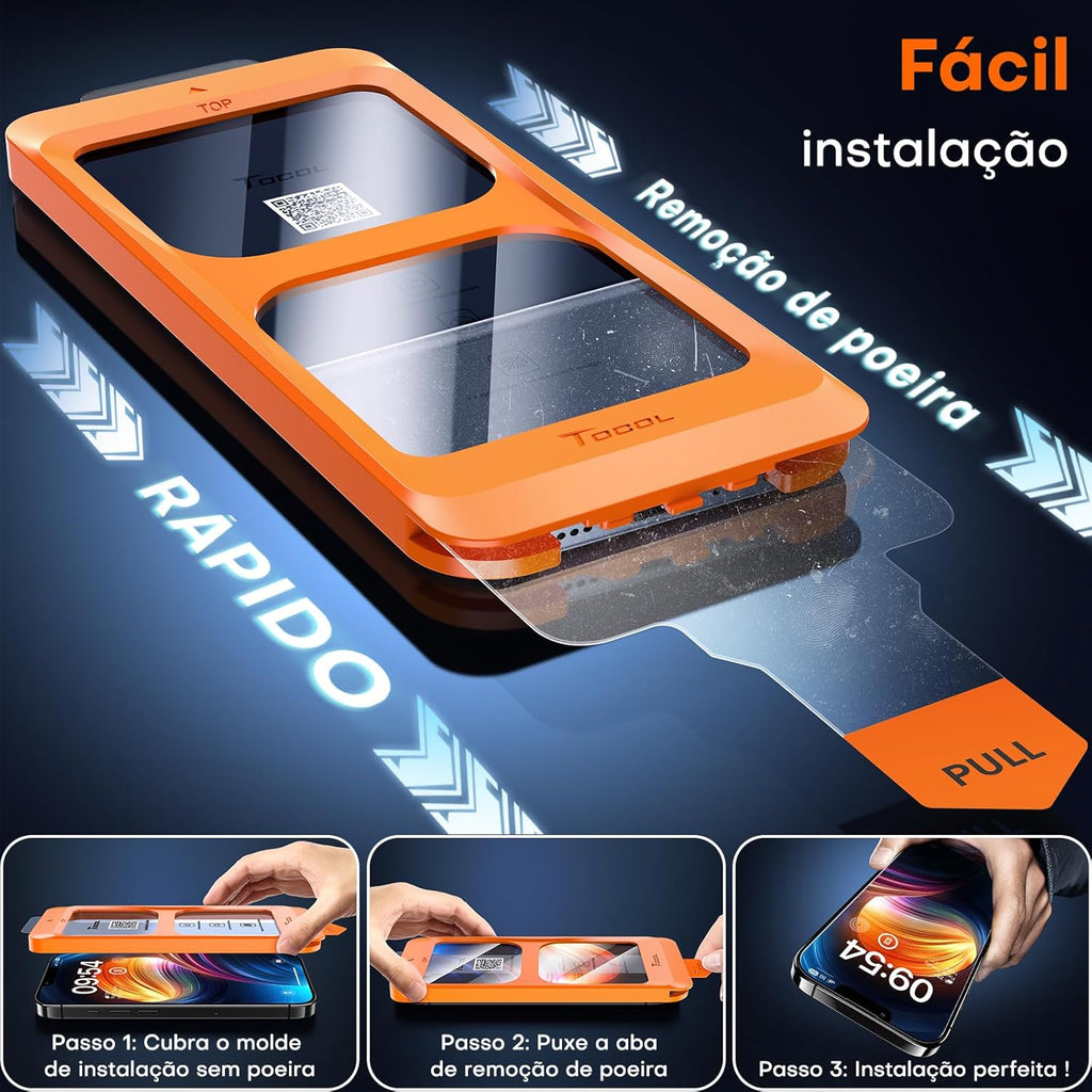 for iPhone 16 Pro Max Screen Protector, 9H Hardness Military Grade Shatterproof HD Tempered Glass Full Coverage Easy