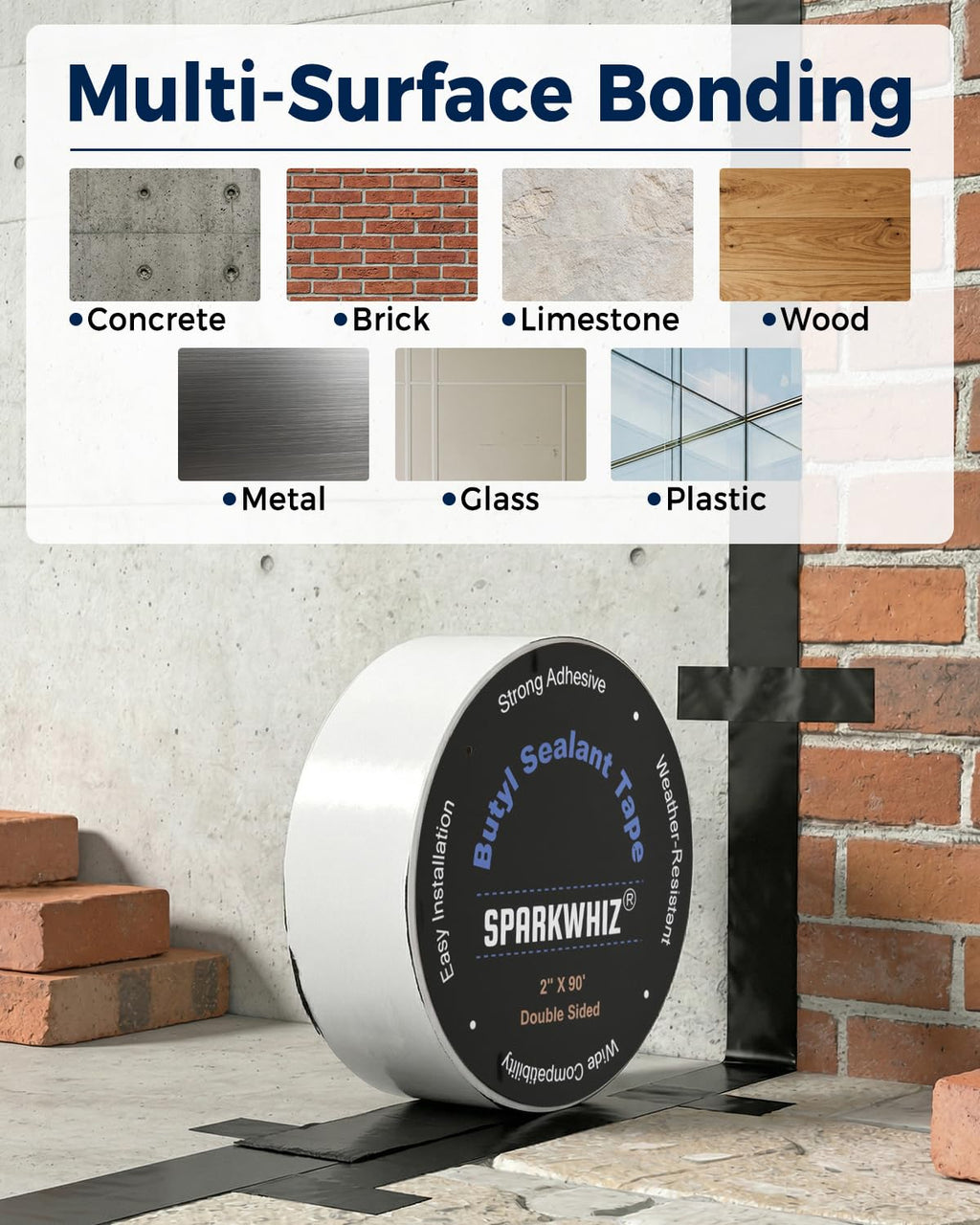 Butyl Sealant Tape 2" X 90' Double Sided 1 Pack