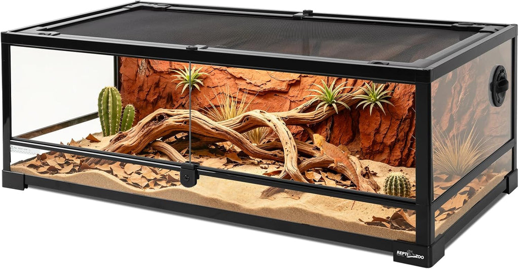 Full Glass 35 Gallon Reptile Tank, Front Opening Wide & Low Reptile Terrarium 36" x 18"x 12" for Lizard Gecko