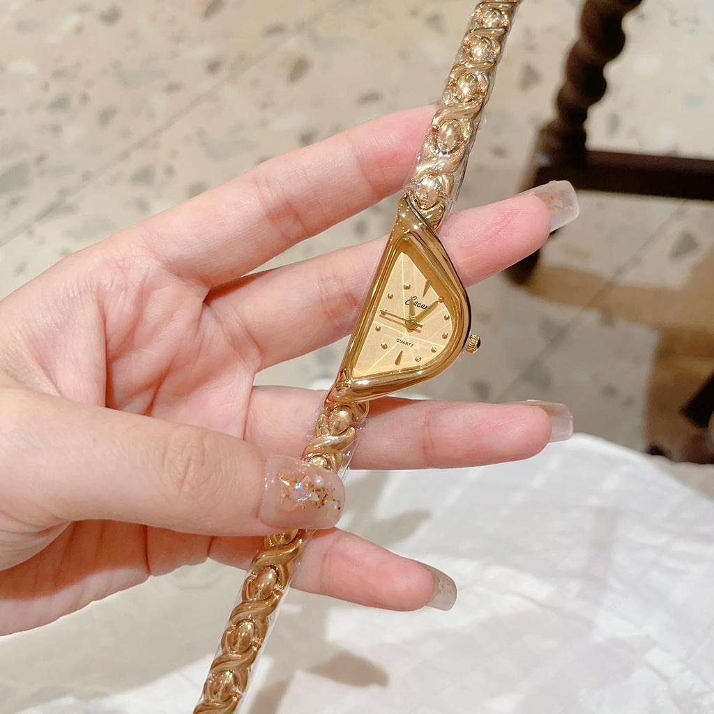 Fashion Irregular Shape Women’s Bracelet Watch, Elegant Dainty Ladies Quartz Wrist Watch with Unique Curved Case