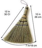 Handmade Whisk Broom, 12-Inch Stiff Sorghum, Bamboo Handle