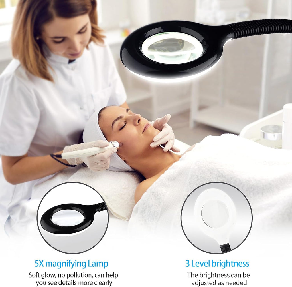 Professional Facial Steamer with 5X Magnifying Lamp, More Steam | Deep Cleansing and Hydration, Ozone Face Steamer on