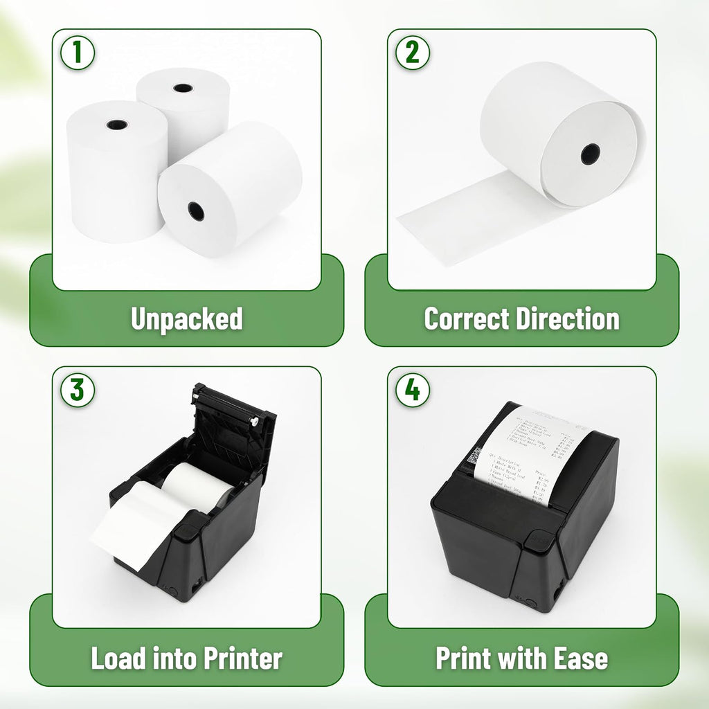 Thermal Paper Receipt Rolls, 10 Pack, 3-1/8” (80mm) x 230 ft | 48 GSM Premium Quality Receipt Paper Rolls, BPA-Free