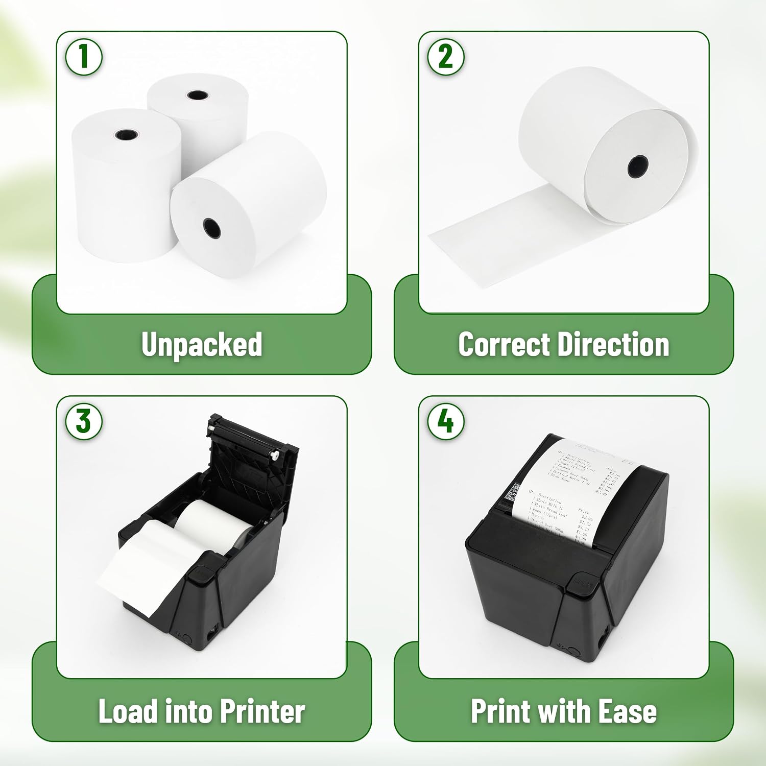 Thermal Paper Receipt Rolls, 10 Pack, 3-1/8” (80mm) x 230 ft | 48 GSM Premium Quality Receipt Paper Rolls, BPA-Free