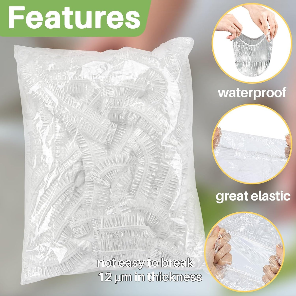 100 Bowl Covers Bread Proofing - Extra Large Plastic Wrap for Food
