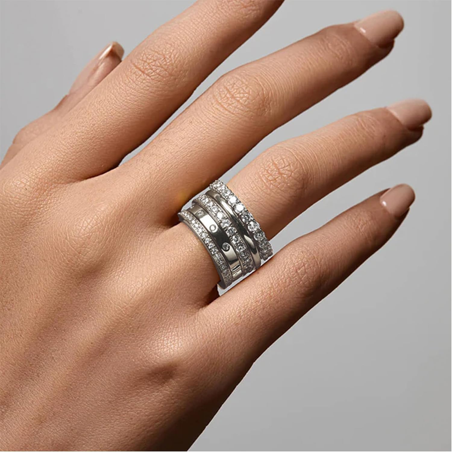 Gold Rings for Women Non Tarnish, 14k Gold Plated Dainty Stacking Cubic Zirconia Thumb Rings, Gold Knuckle Women