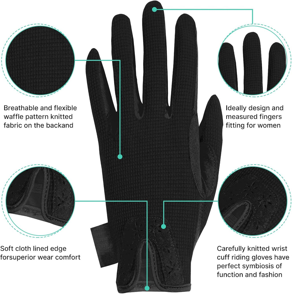 Women Horse Riding Gloves Winter Equestrian Horseback Gloves