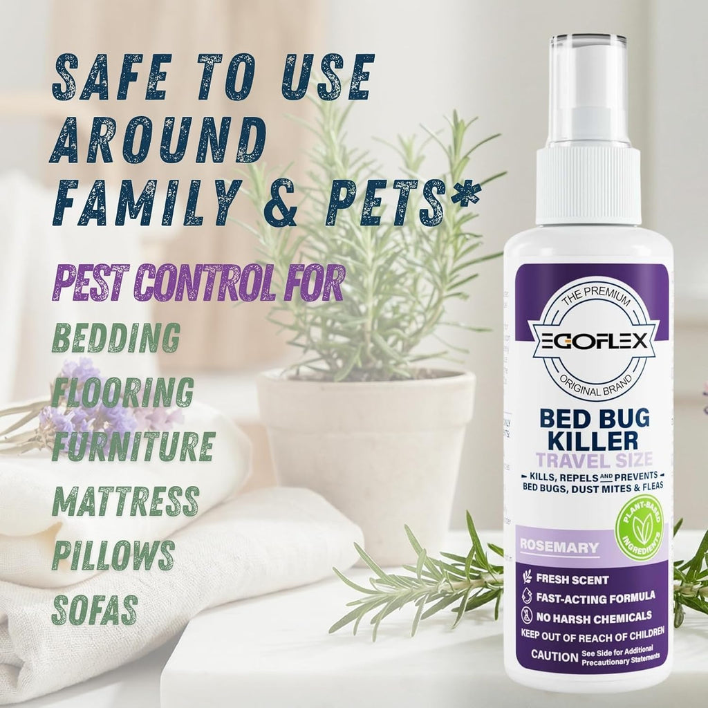 3-Pack Bed Bug Killer Spray - Travel Size TSA Approved - Repels Bed Bugs, Dust Mites, Lice & Fleas with Natural
