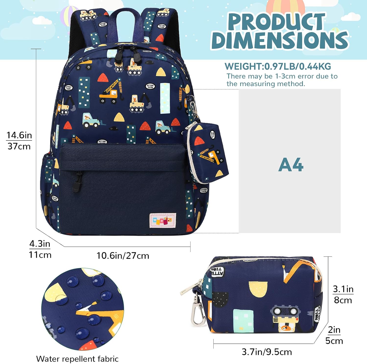 Toddler Backpack, Kids Backpack for Boys and Girls with Chest Strap | with Chest Strap