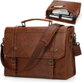 Mens Messenger Bag 17 Inch Waterproof Vintage Leather Laptop Briefcase Large Laptop Bag Satchel Bag Computer Shoulder