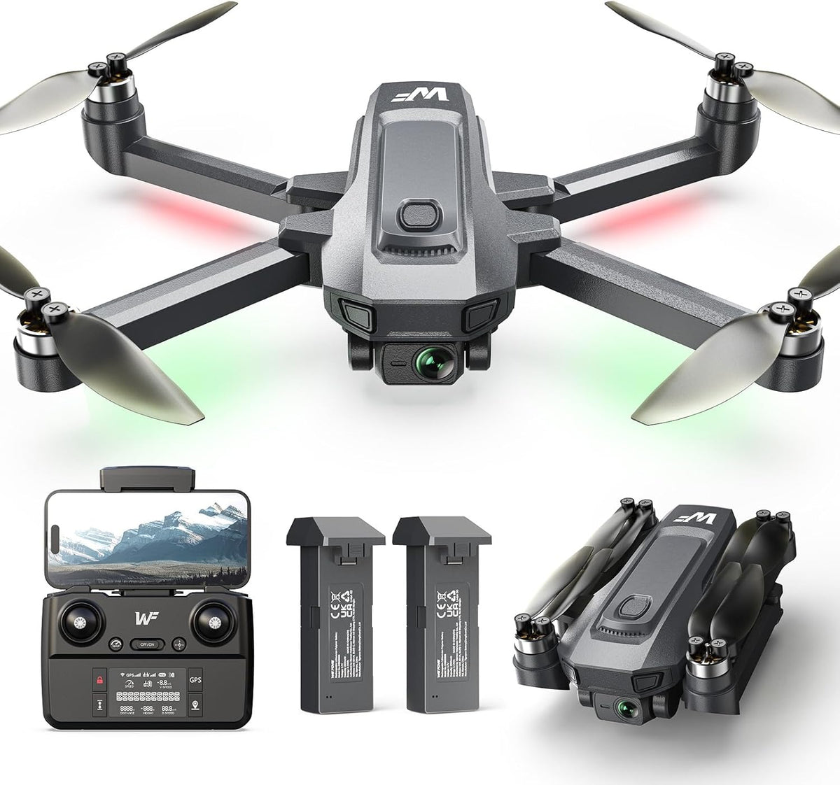 WF30 Foldable 4K Camera GPS Drone Adult Beginners Brushless Black | Affordable Starter Quadcopter Simple Stable 5G