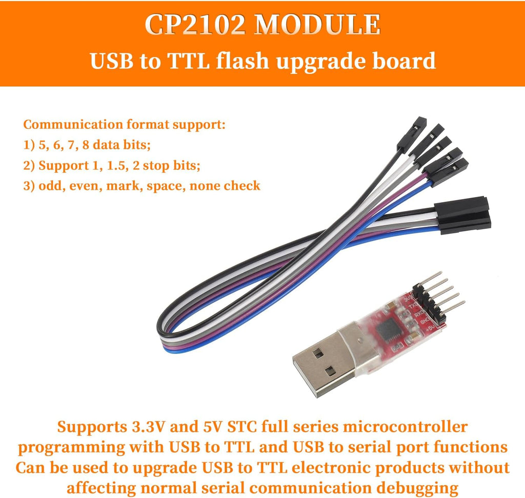 CP2102 Module USB 2.0 to TTL Serial Converter Adapter Module Downloader with Jumper Wires(1 pcs)