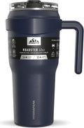 Roadster 40oz Stainless Steel Tumbler Double Wall Vacuum Insulated Water Bottle With Handle And 2 in 1 Straw Lid (Navy)
