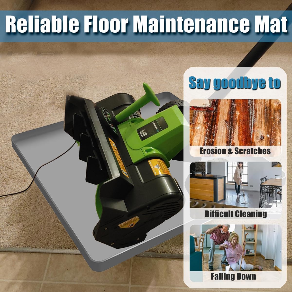 Snow Blower Mat, Snowblower Silicone Mat Garage Floor Mat for Snow, Electric Snow Shovel Mat with Raised Edge, Snow