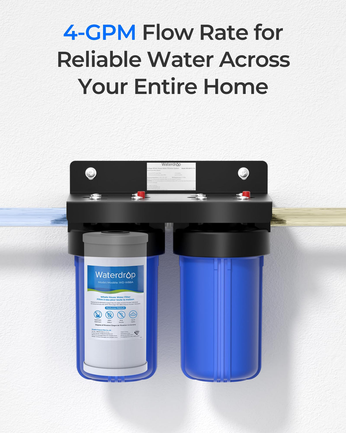 Waterdrop FXHTC Sediment and Carbon Water Filter for GE FXHTC, 5 Micron