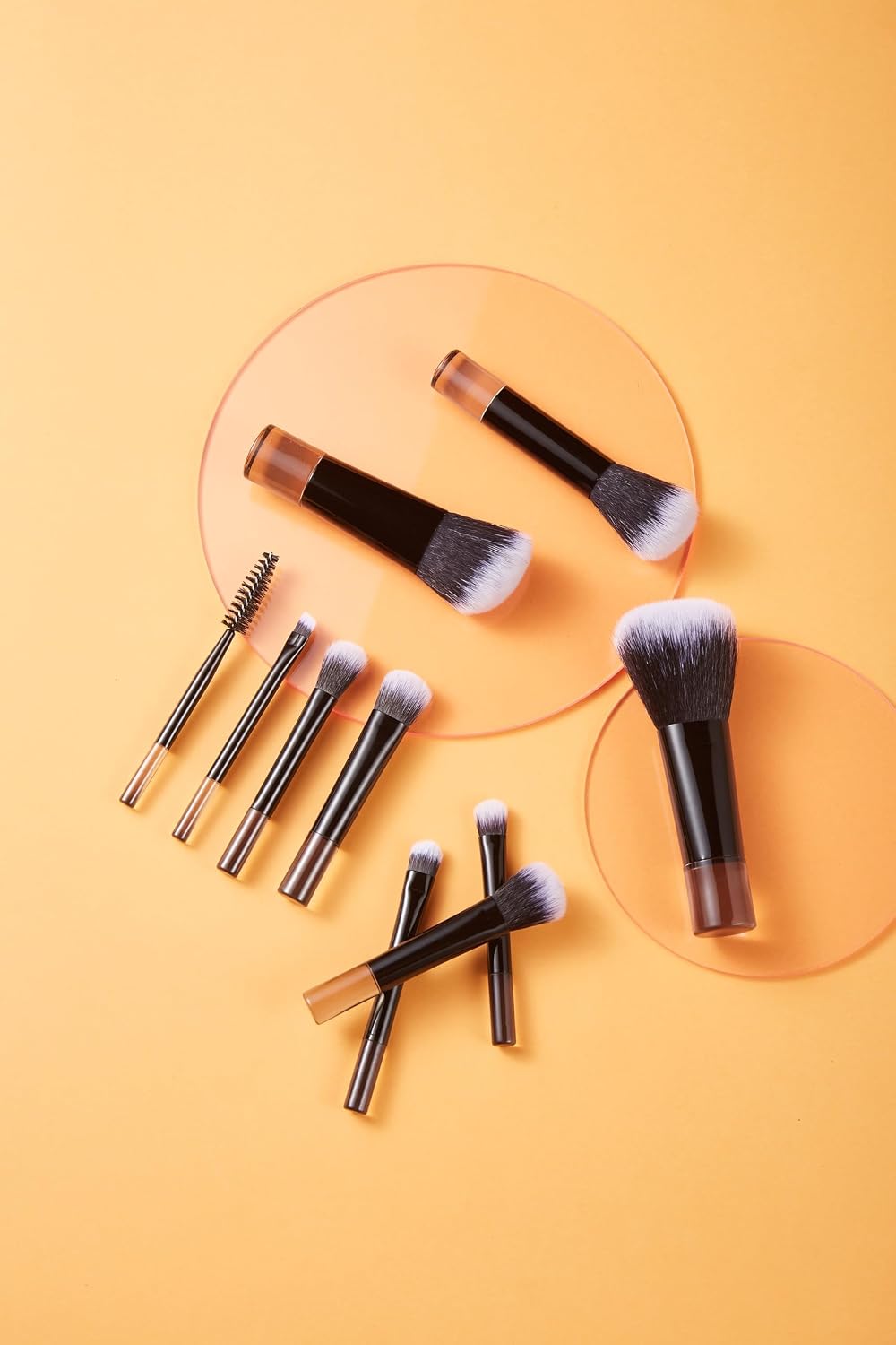Portable ON THE GO Makeup Brush Set, COSHINE 10pcs Easy-taken Mini Full Complete Function Cosmetic Brushes Kit with