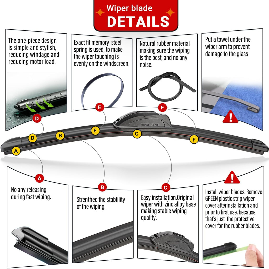 Windshield Wiper Blades Replacement for 1999-2004 Honda Odyssey / 1999-2003 Lexus RX300 Original Factory Quality