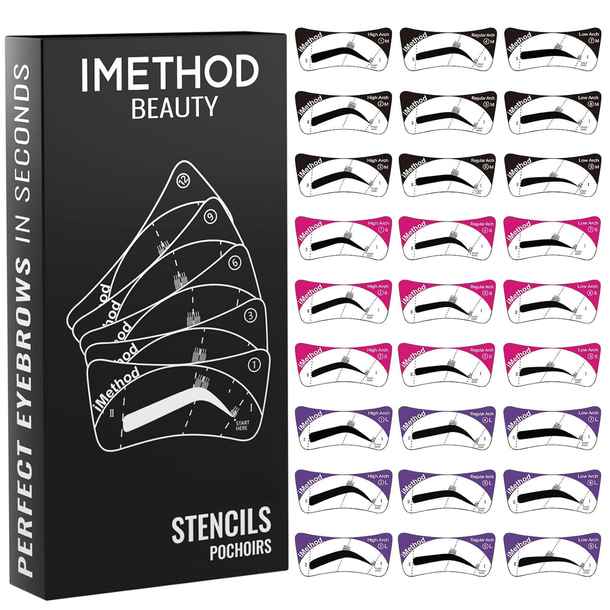 Eyebrow Stencils Eyebrows Shape Reusable - 27 Eyebrow Stencil Kit, Brow Stencils for Eyebrow Stamp, Eyebrow Shaping