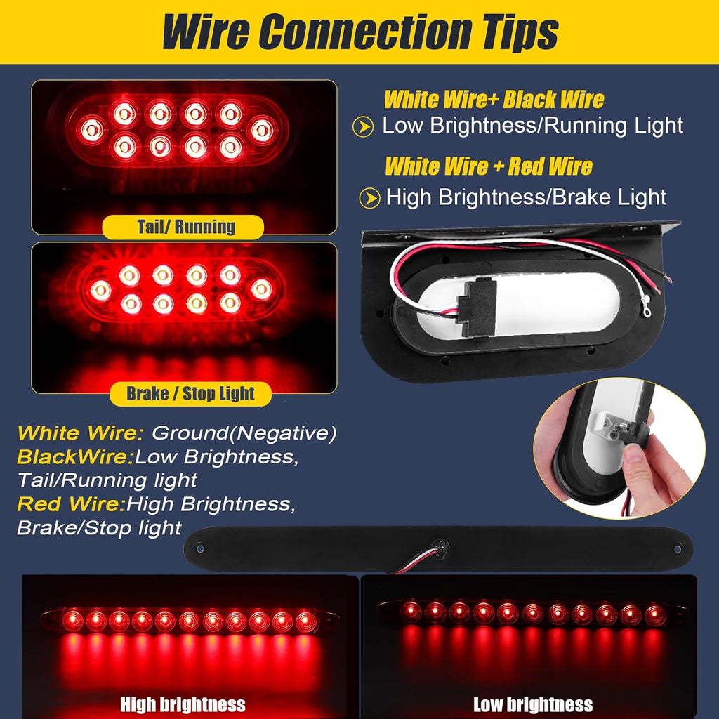 6" Oval LED Trailer Lights Kit with Mounting Bracket