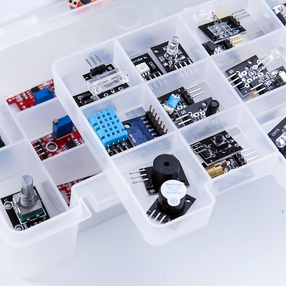 ELEGOO Upgraded 37 in 1 Sensor Modules Kit & ELEGOO 3pcs Breadboard 830 Point Solderless Prototype PCB Board Kit