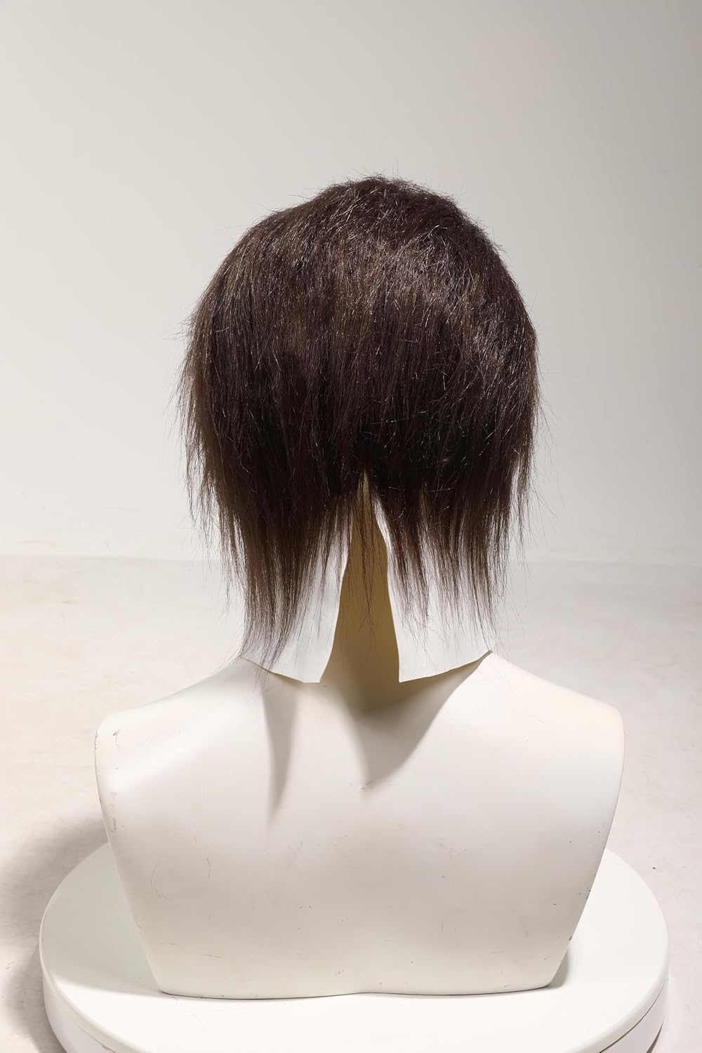 Halloween Horror Mask, Deluxe White Latex Full Head Mask with Black Hair, Costume Accessory