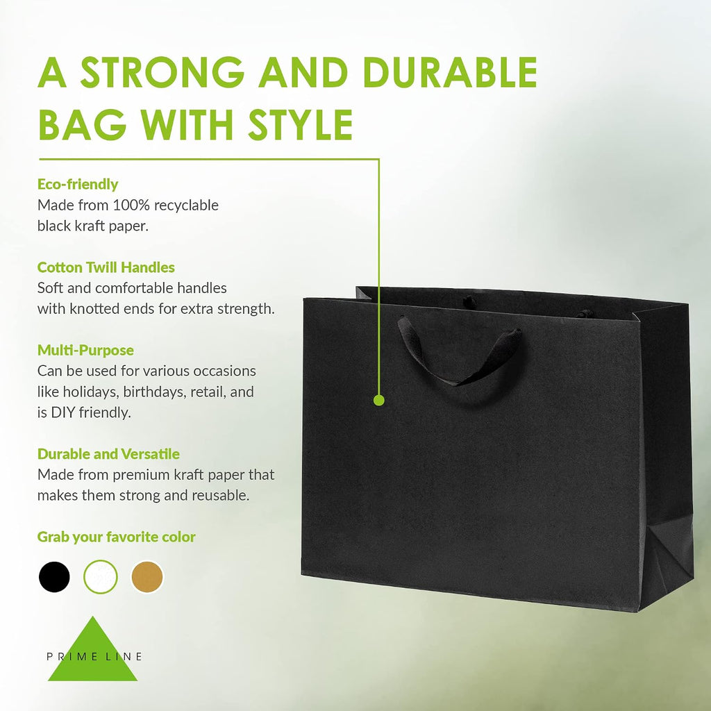 Black Gift Bags with Handles, 16x6x12, 50 Pack