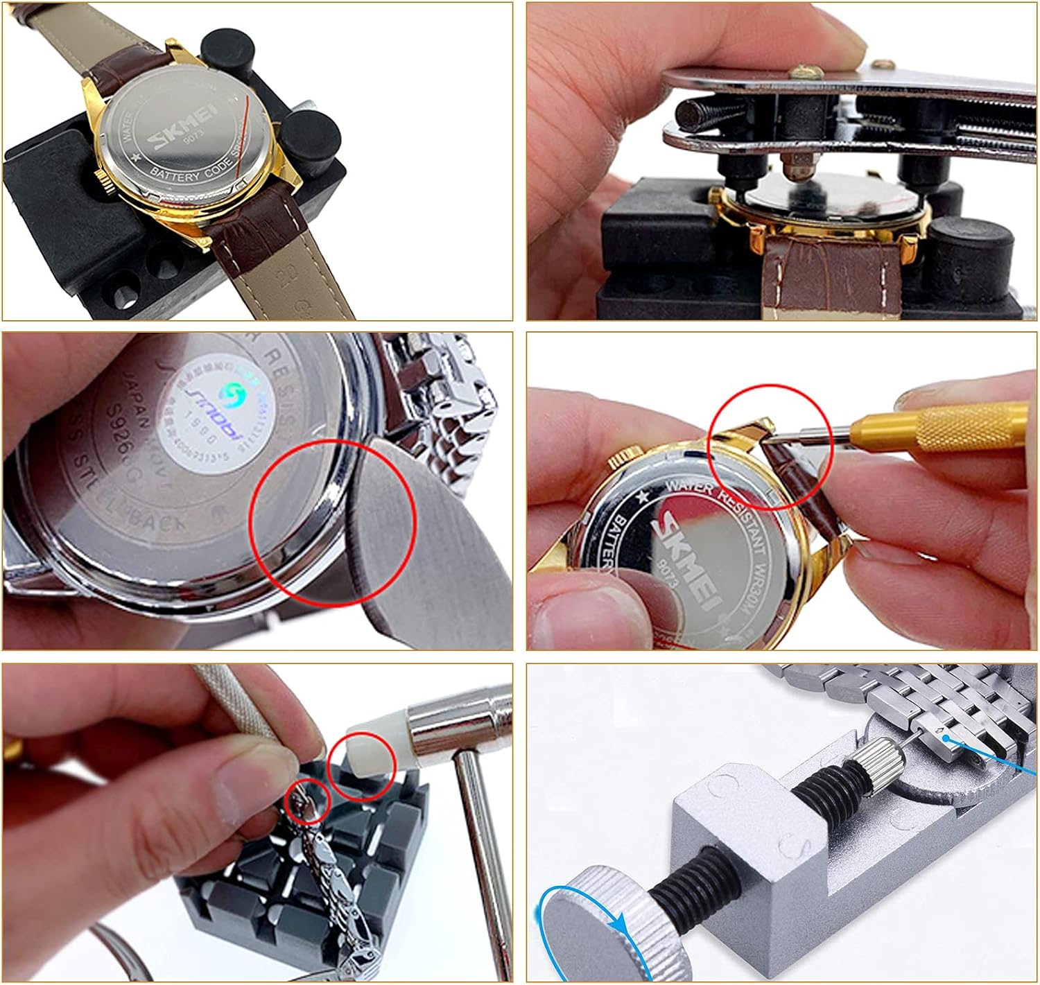 Watch Repair Kit 342pcs Professional Watch Battery Replacement Tool Watch Band Link Remover Spring Bar Tool Kit with