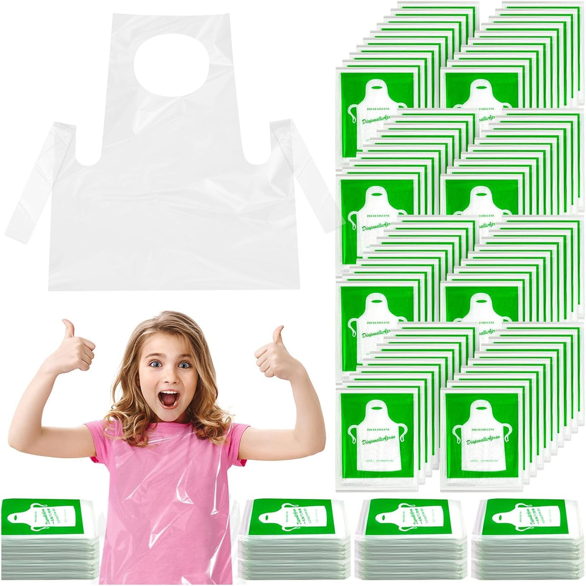 Disposable Aprons for Kids, Clear Plastic Aprons