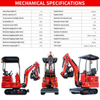 DS319CB,1.4 Ton Mini Excavator w/Kubota-Diesel Engine, w/Side Swing Boom (RED5)
