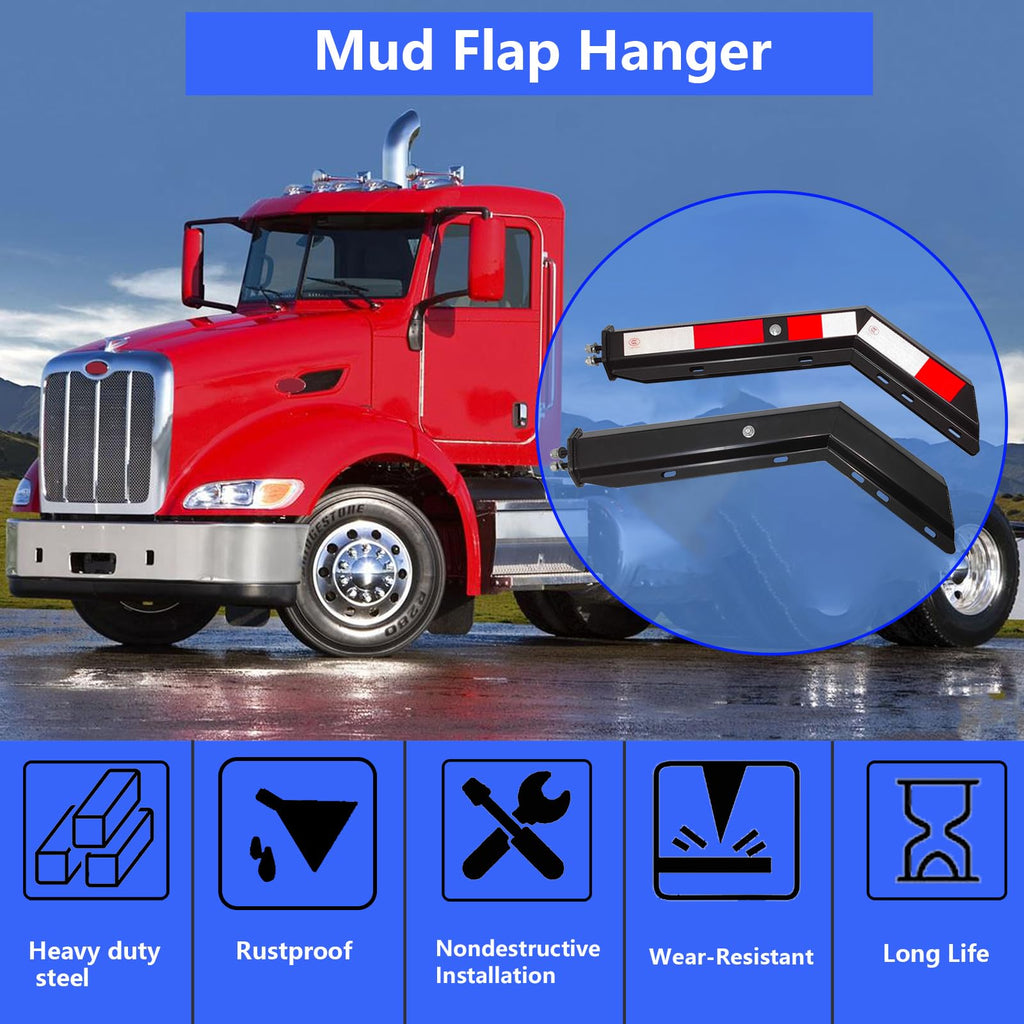 Angled Spring Loaded Mudflap Hanger 1-1/8" Bolt Spacing fit for Semi Trucks