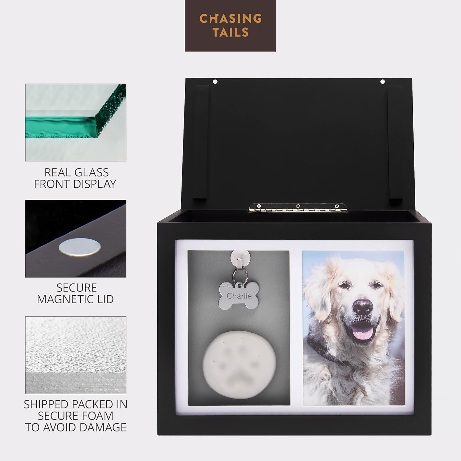 Large Dog Urn for Ashes | Pet Memorial Keepsake Photo Box