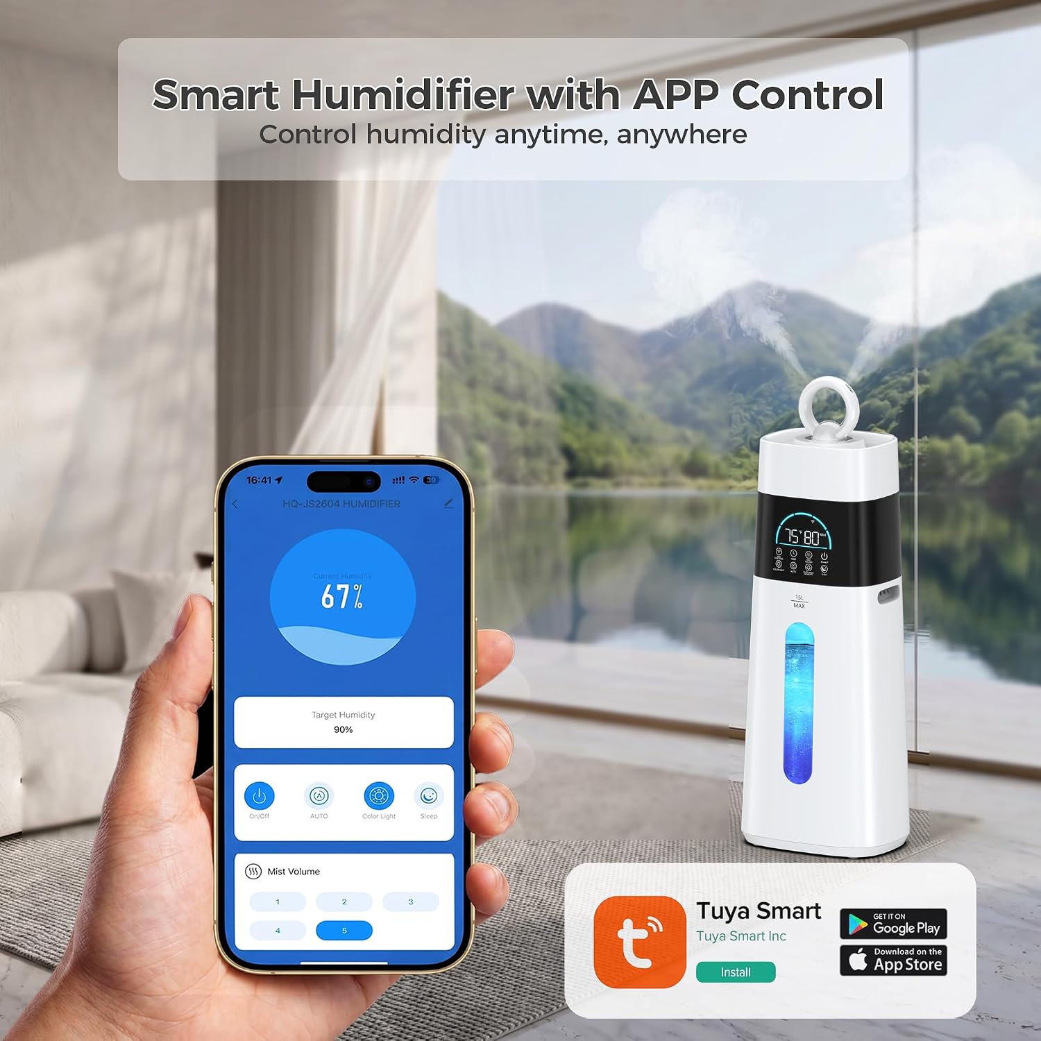Humidifiers for Bedroom,15L/3.96 Gal 800 sq.ft, Cool Mist Humidifier Large Room with 350mL/H Spray Output for Home