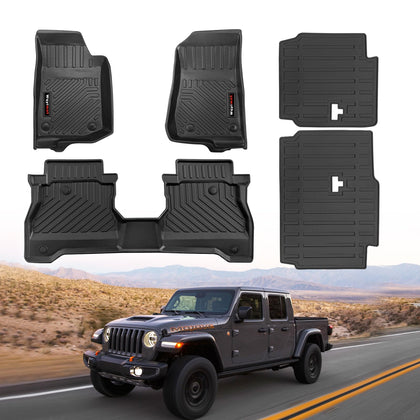 for 2020-2026 Jeep Gladiator JT Floor Mats and Rear Seat Backrest Mats All Weather TPE Protection Mat for Jeep