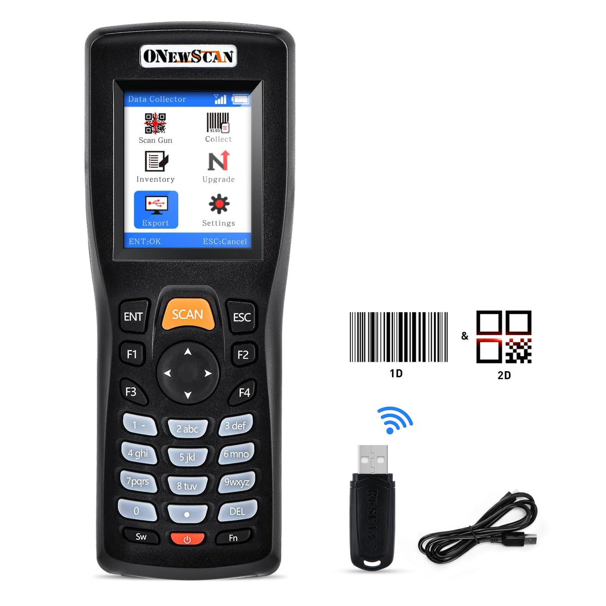 Inventory Scanner, Wireless Barcode Scanner 1D&2D&PDF417 Portable Handheld QR Barcode Reader for Collector Data