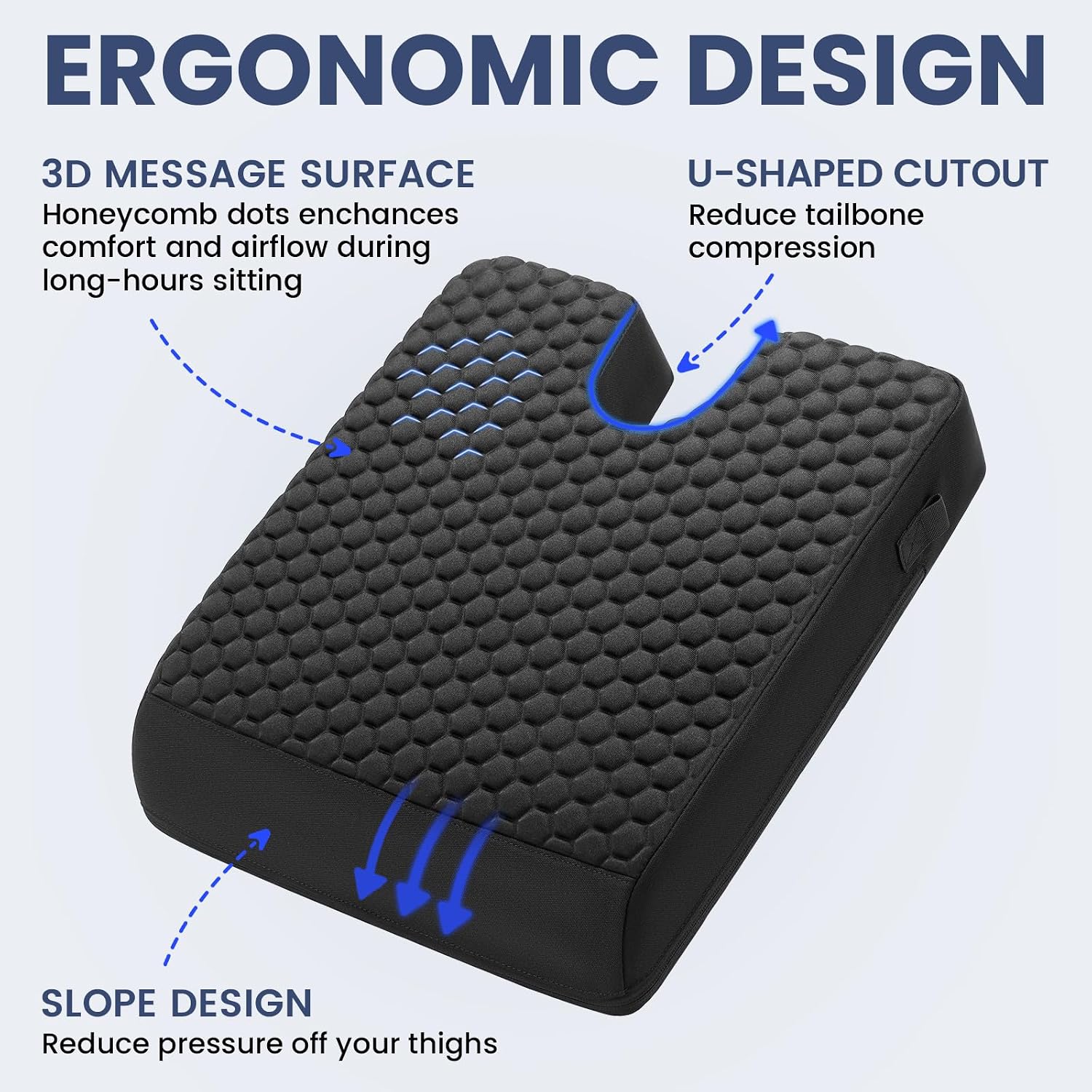 Wheelchair Seat Cushion with Honeycomb Message Dots (18"x16"x3")