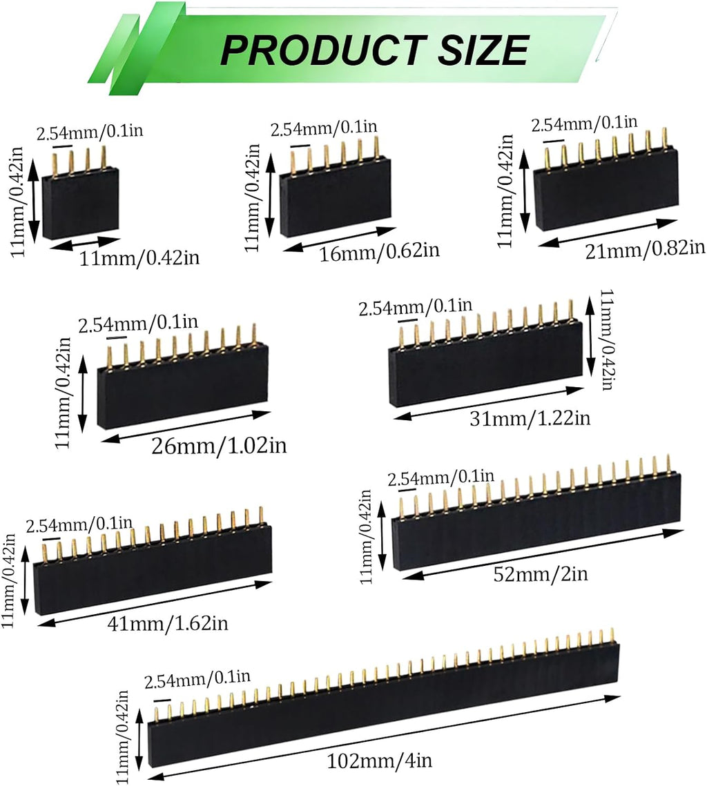 104PCS 2.54mm Male and Female Pin Header Connector Assortment Kit