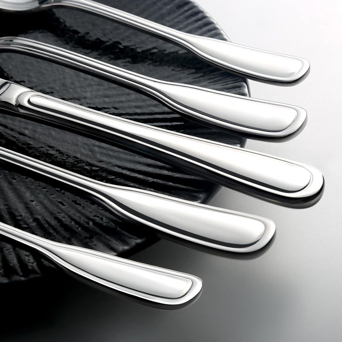 Silverware Set for 12, 60 Piece Boston Style Stainless Steel Flatware Set